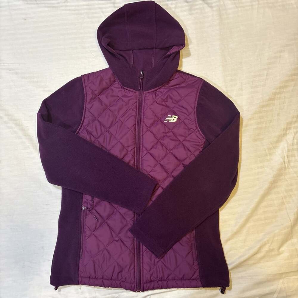 New Balance Women’s Medium Purple Quilted Fleece Hybrid Hooded Jacket Full Zip